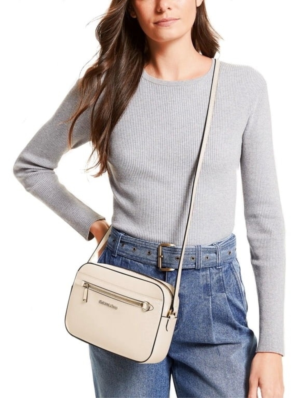 Michael Kors Cream Crossbody Bag with Gold Hardware